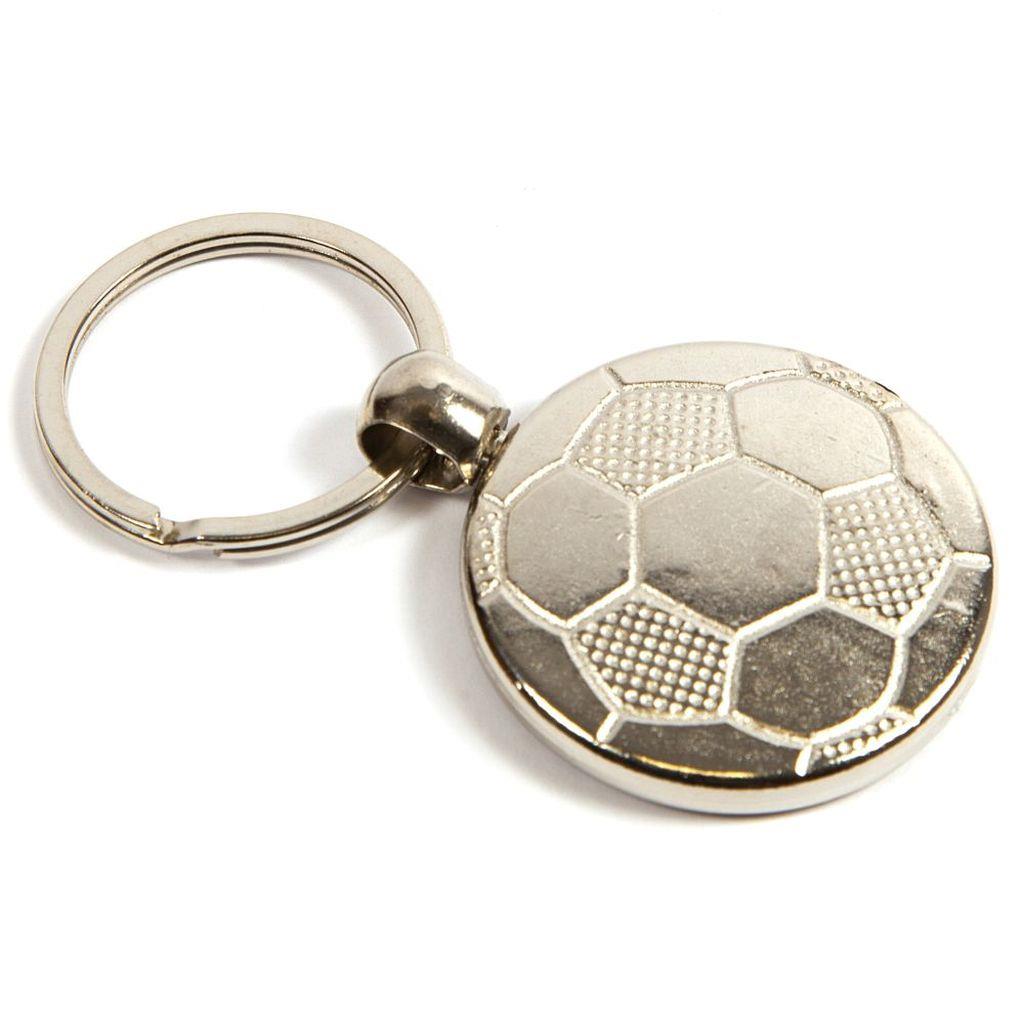 Football Silver Metal Key Fob 30mm Round - Pack of 100