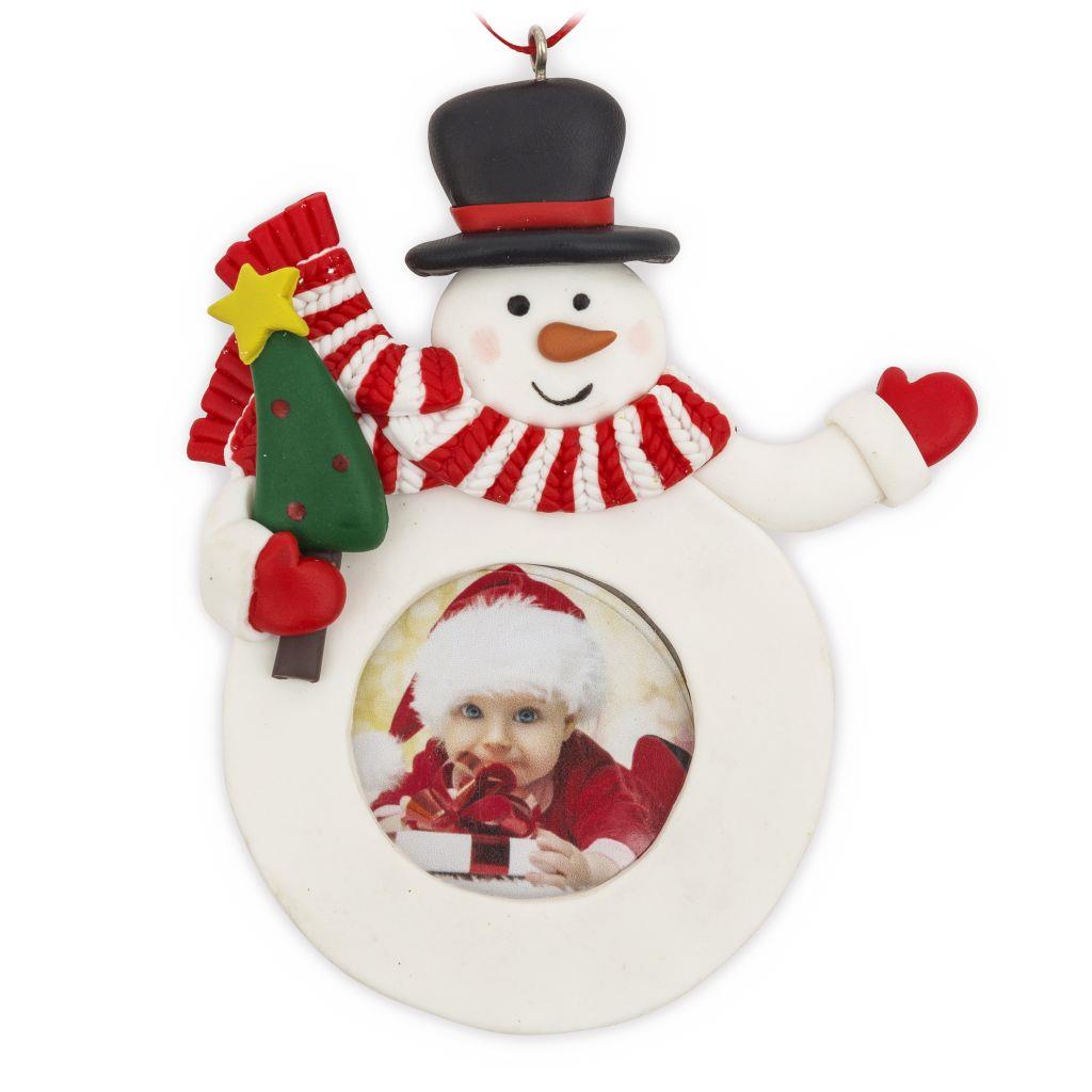 Snowman Christmas Tree Hanger Ornament 41mm Round - Pack of 12