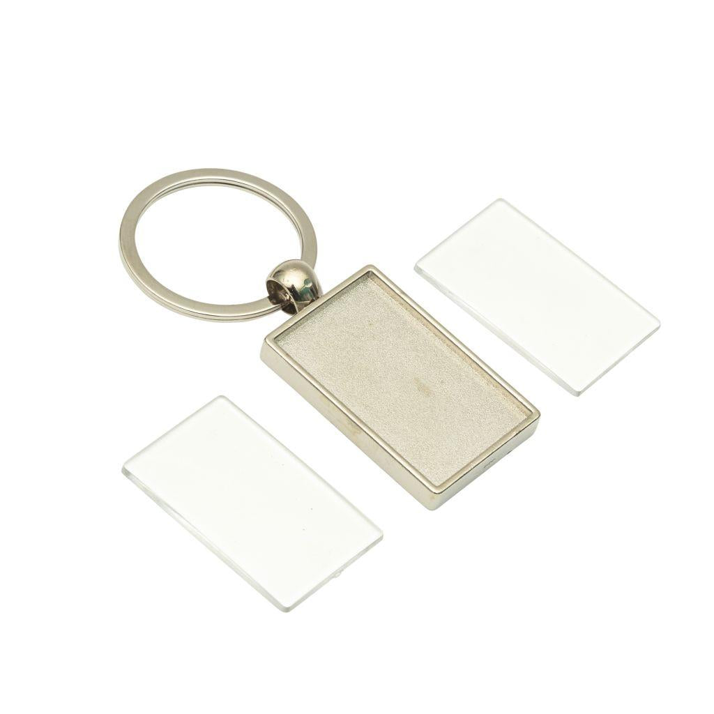 Silver Metal Slimline Key Fob 40 x 25mm 2 Sided - Pack of 100