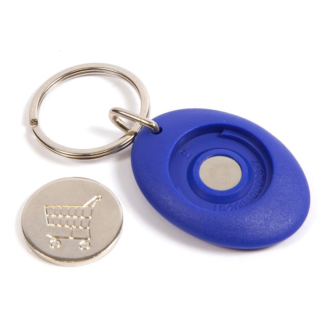 Blue Photo Trolley Coin Key Fob 25mm Round - Pack of 100