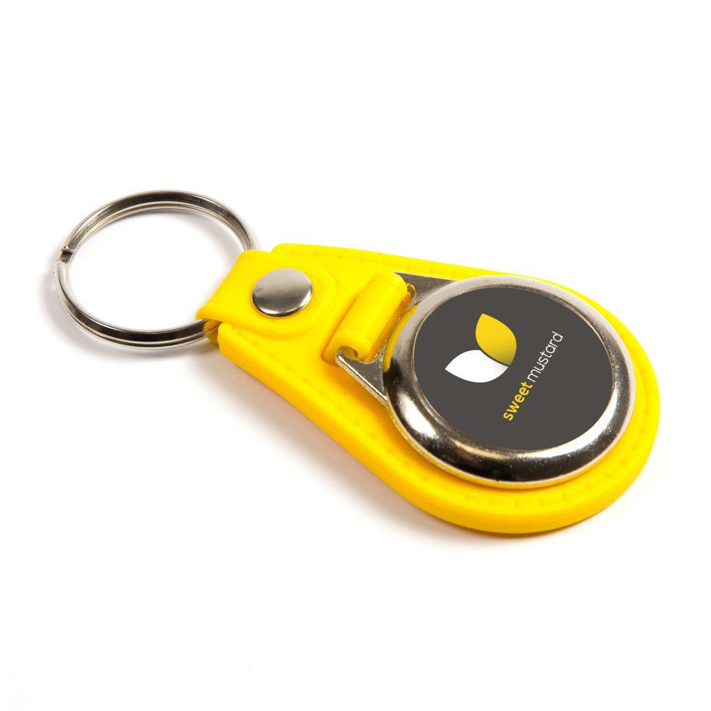 25mm Yellow Leather Look Key Fob - Pack of 100