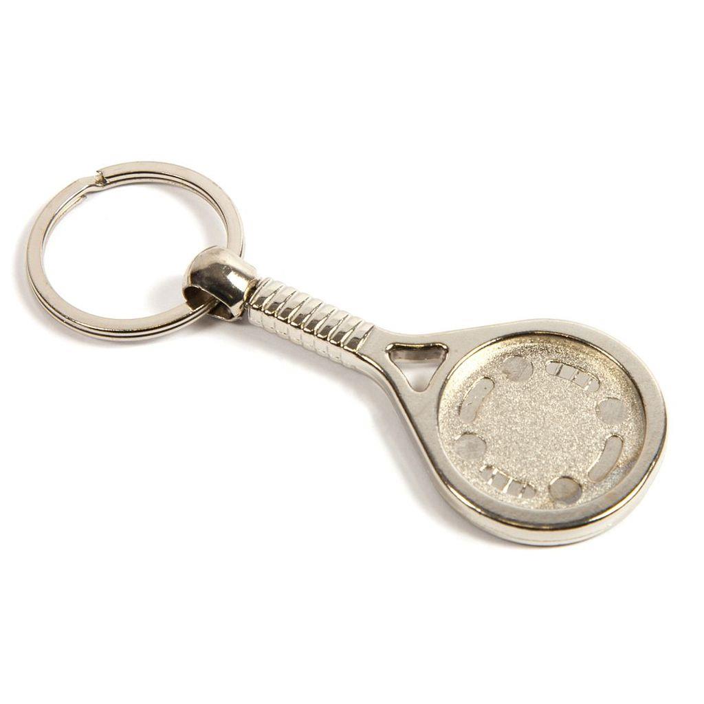 Tennis Racket Silver Metal Key Fob  - Pack of 100