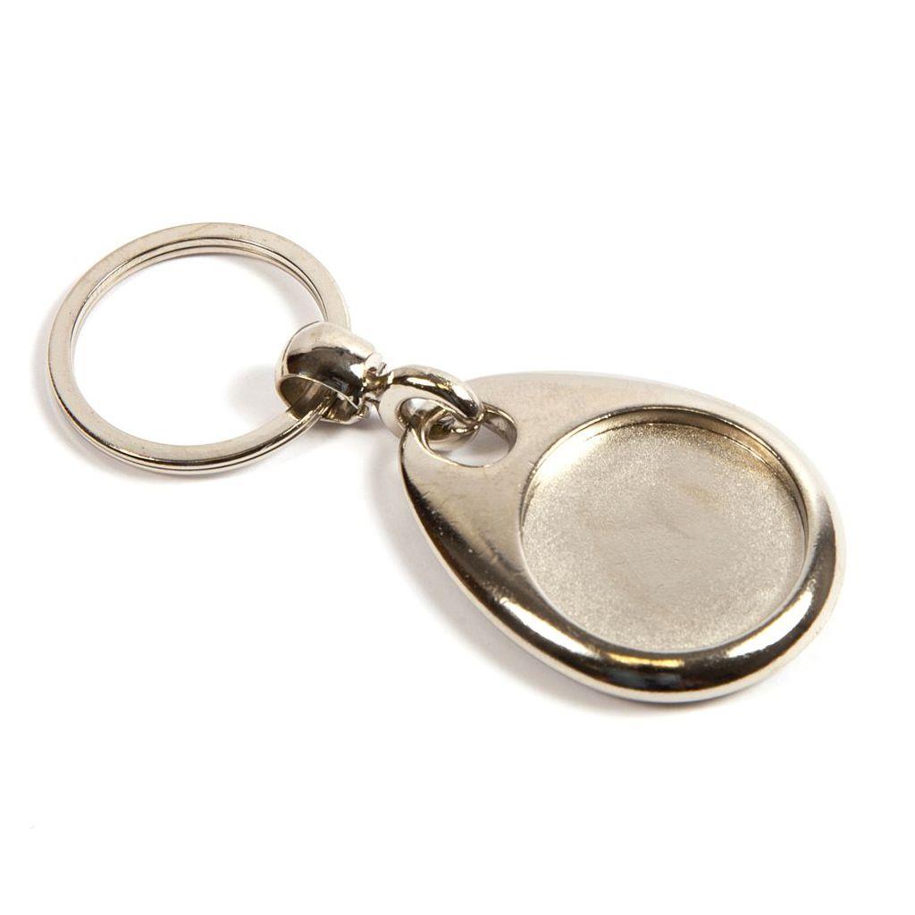 Silver Teardrop Metal Key Fob 25mm Round 2 Sided - Pack of 100