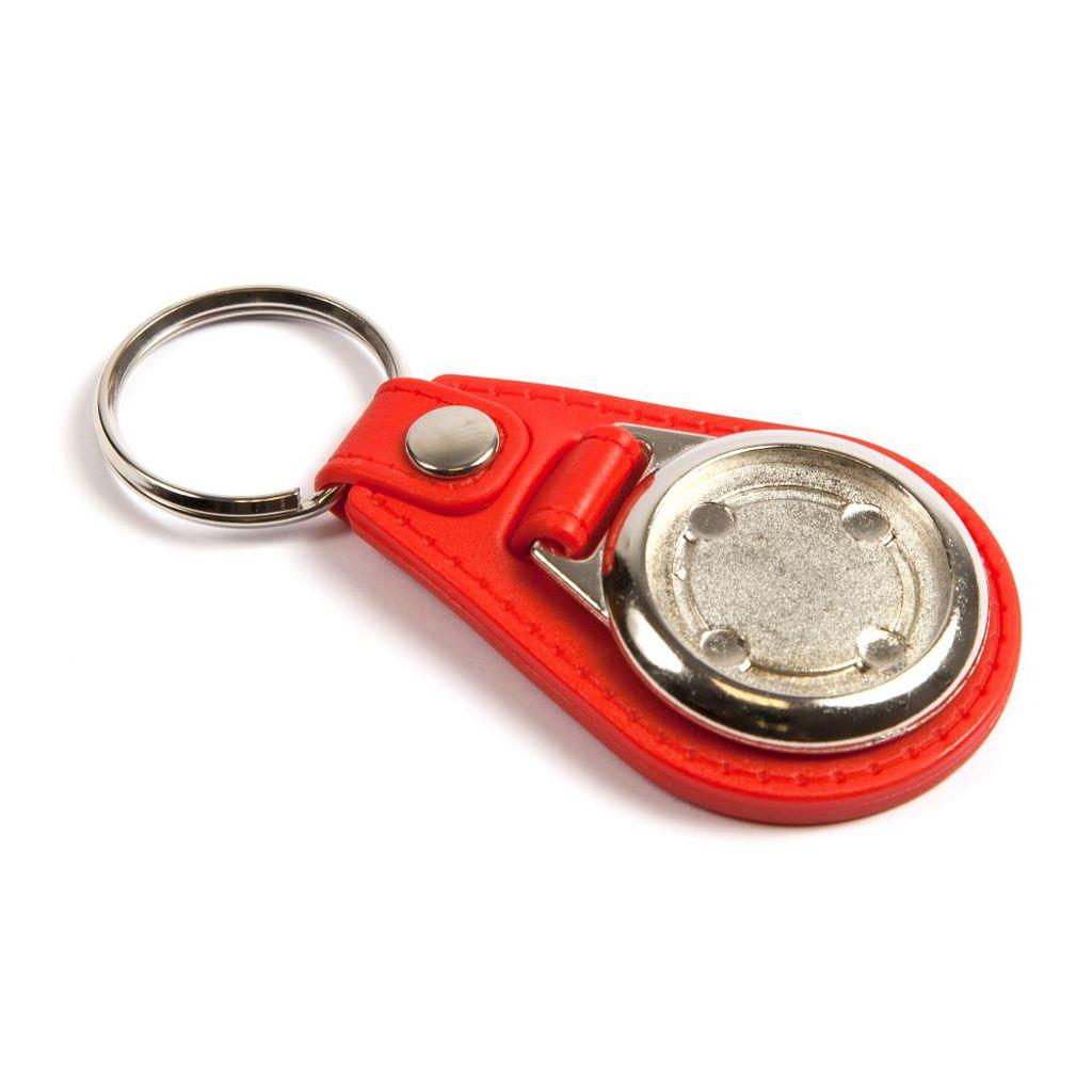 25mm Red Leather Look Key Fob - Pack of 100