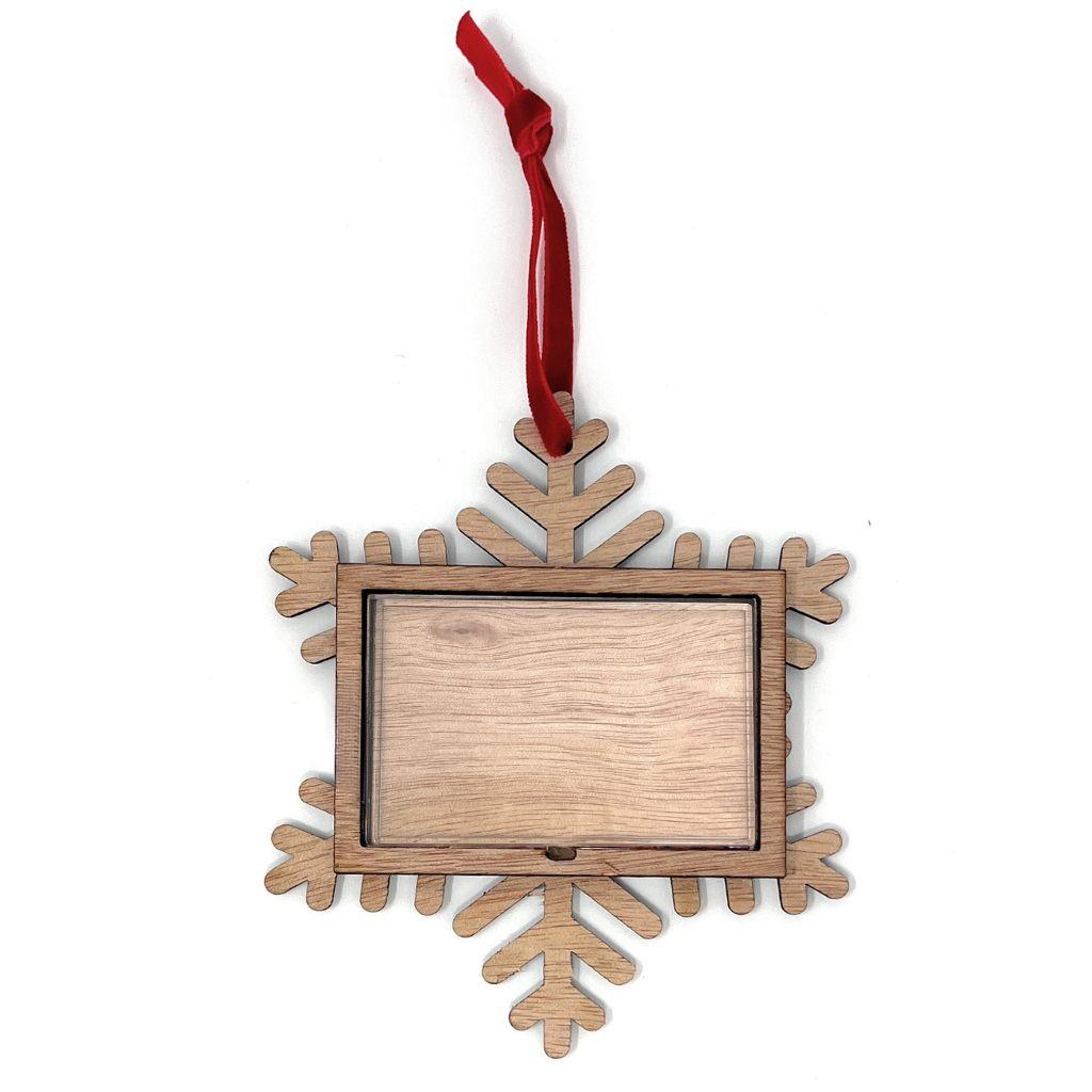 Christmas Snowflake Hanger Ornament L4 Wood 70 x 45mm Insert - Pack of 12