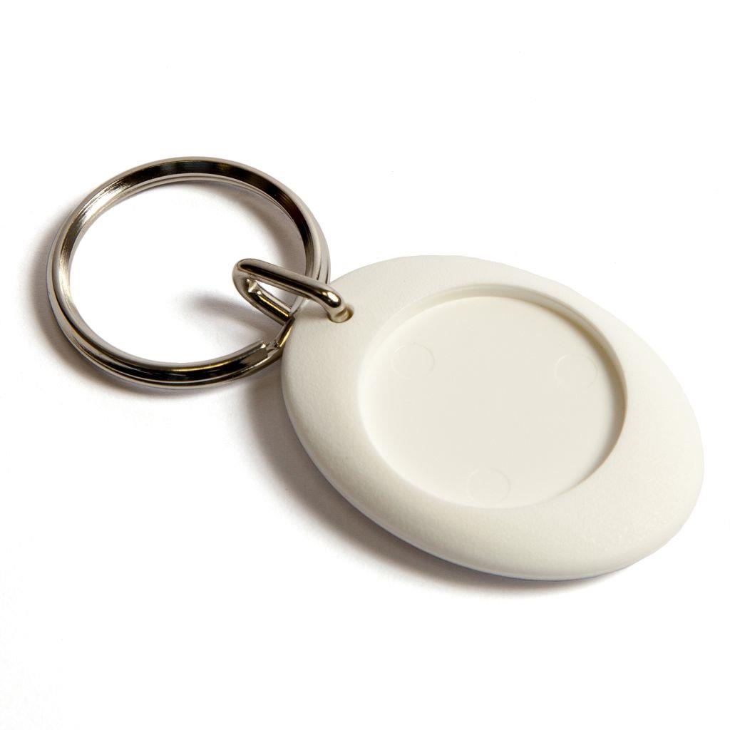 White Photo Key Fob 25mm Round - Pack of 100