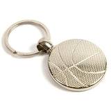 Basketball Silver Metal Key Fob 30mm Round - Pack of 100