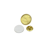 Gold Metal Pin Badge 17mm Round - Pack of 100