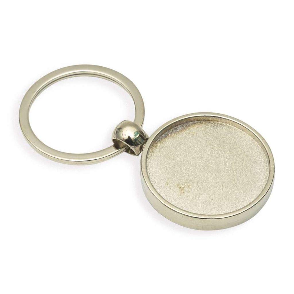 Silver Metal Slimline Key Fob 33mm Round 2 Sided - Pack of 100