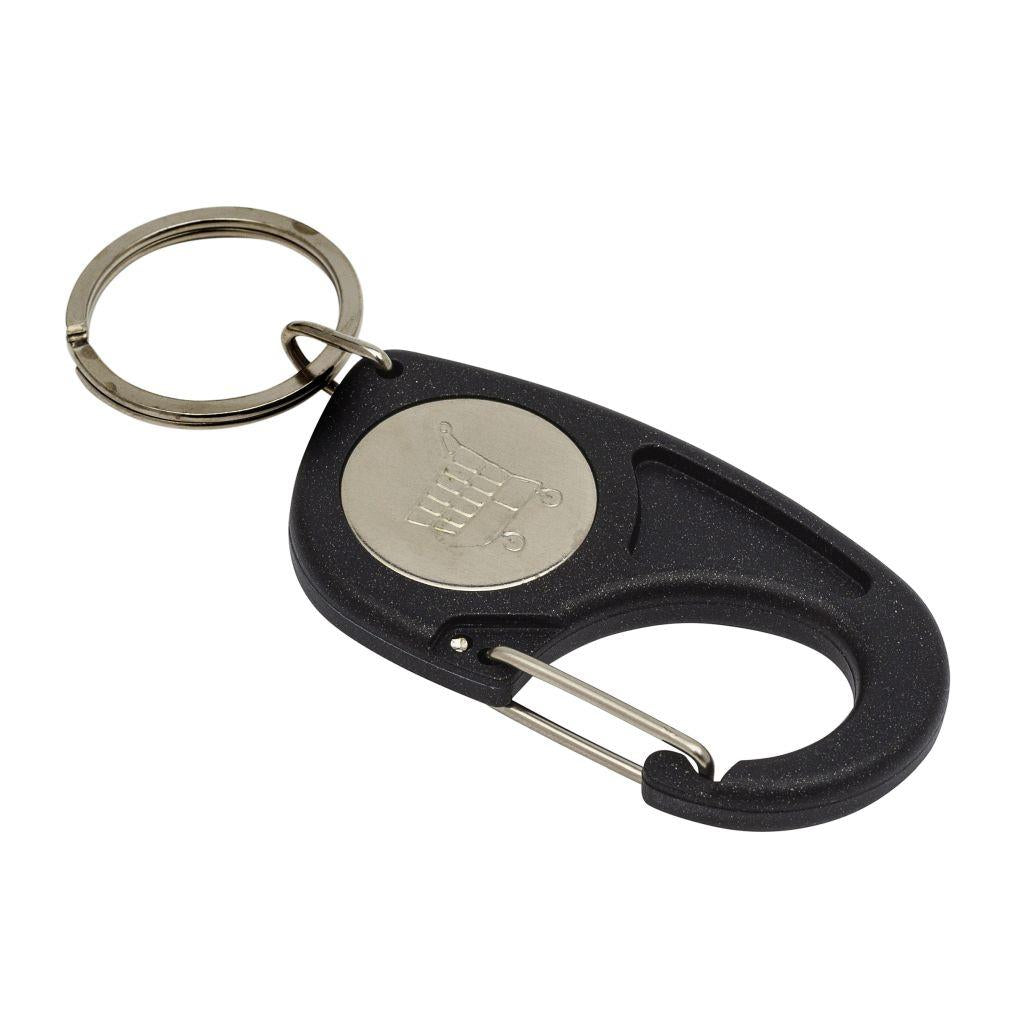 Carabiner Black Trolley Coin Key Fob 25mm Round - Pack of 100