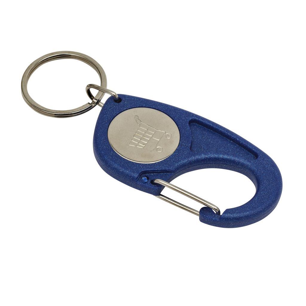 Carabiner Blue Trolley Coin Key Fob 25mm Round - Pack of 100