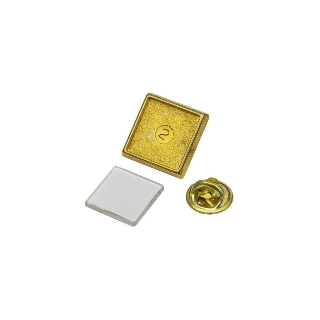 Gold Metal Pin Badge 15mm Square - Pack of 100