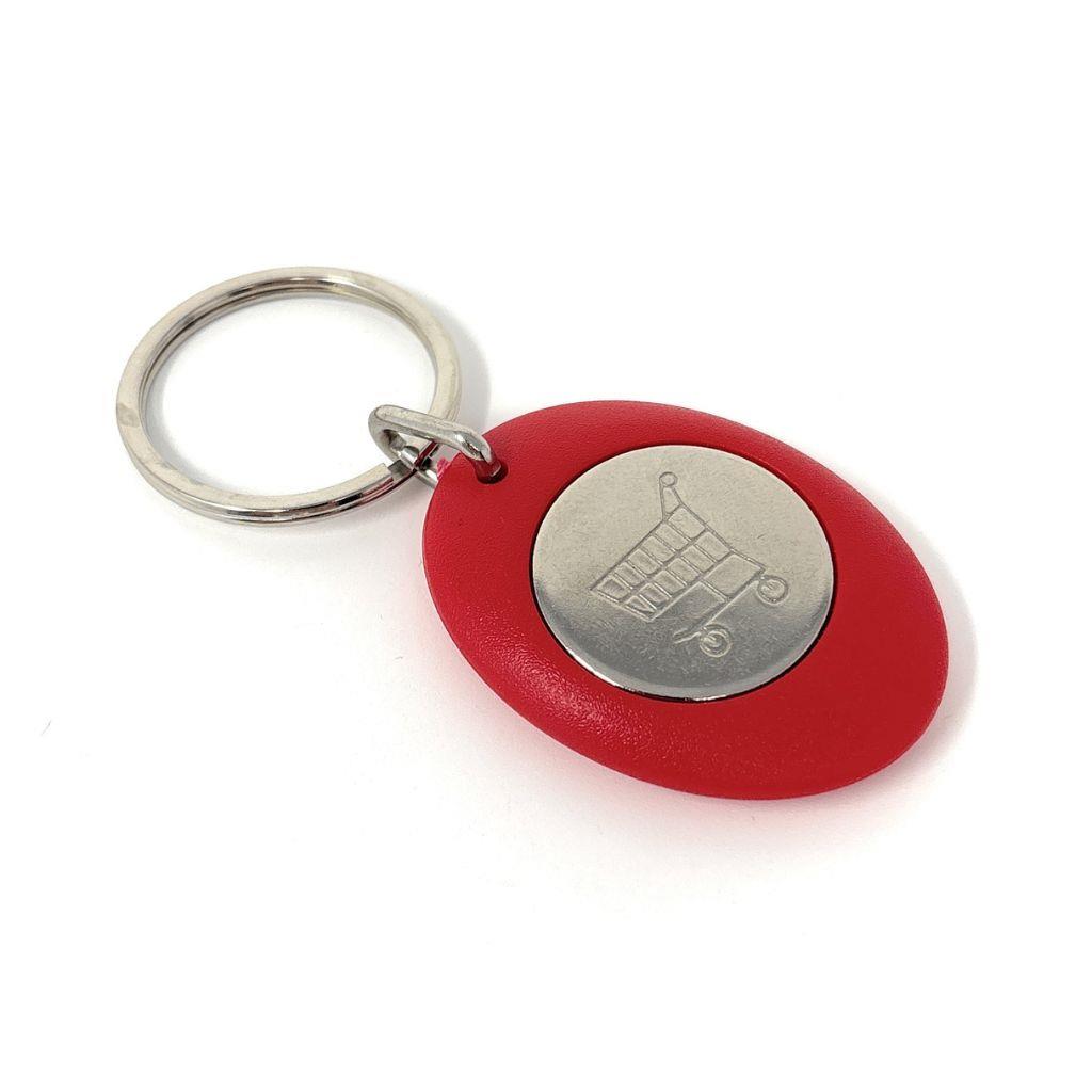 Red Photo Trolley Coin Key Fob 25mm Round - Pack of 100