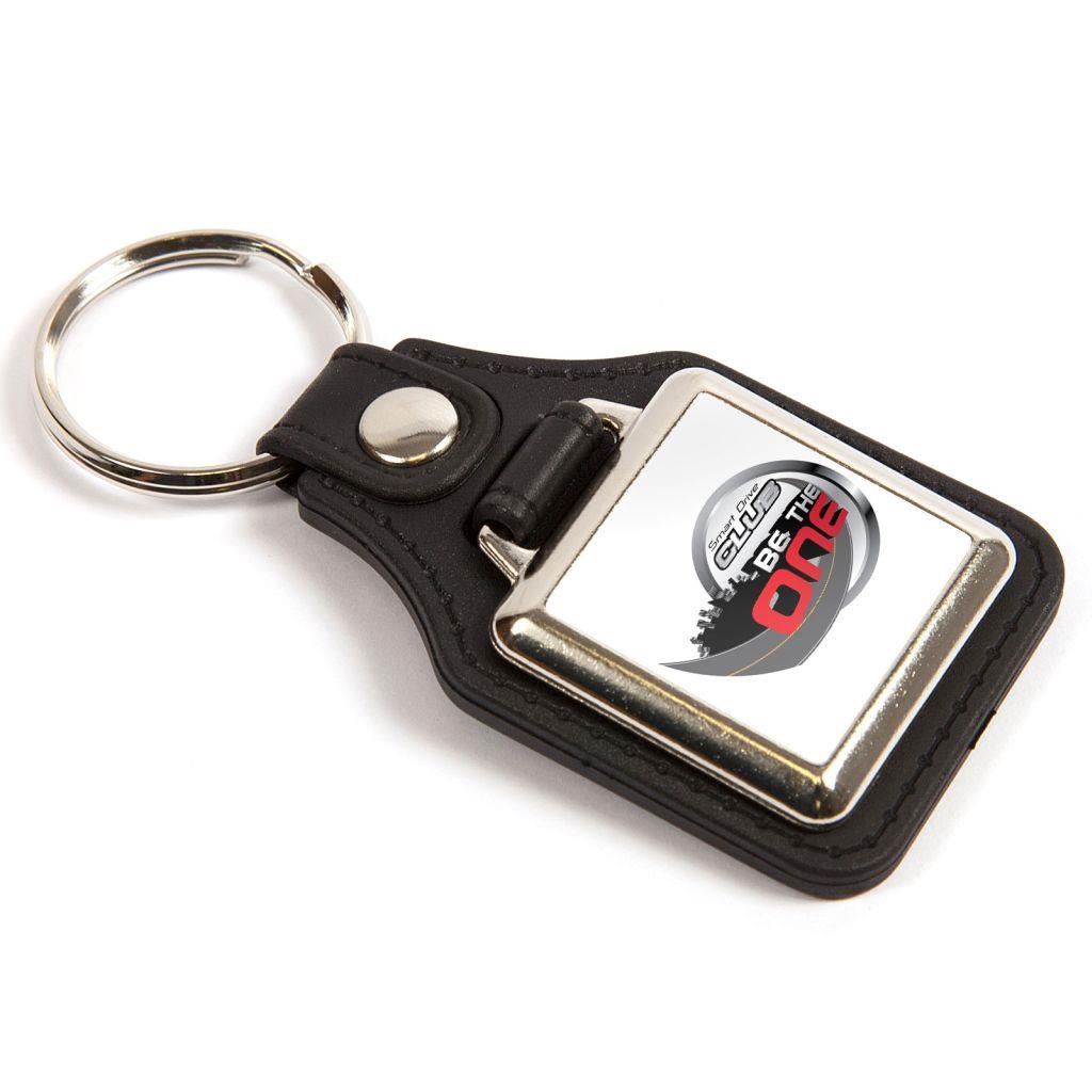 25mm Square Black Leather Look Key Fob - Pack of 100