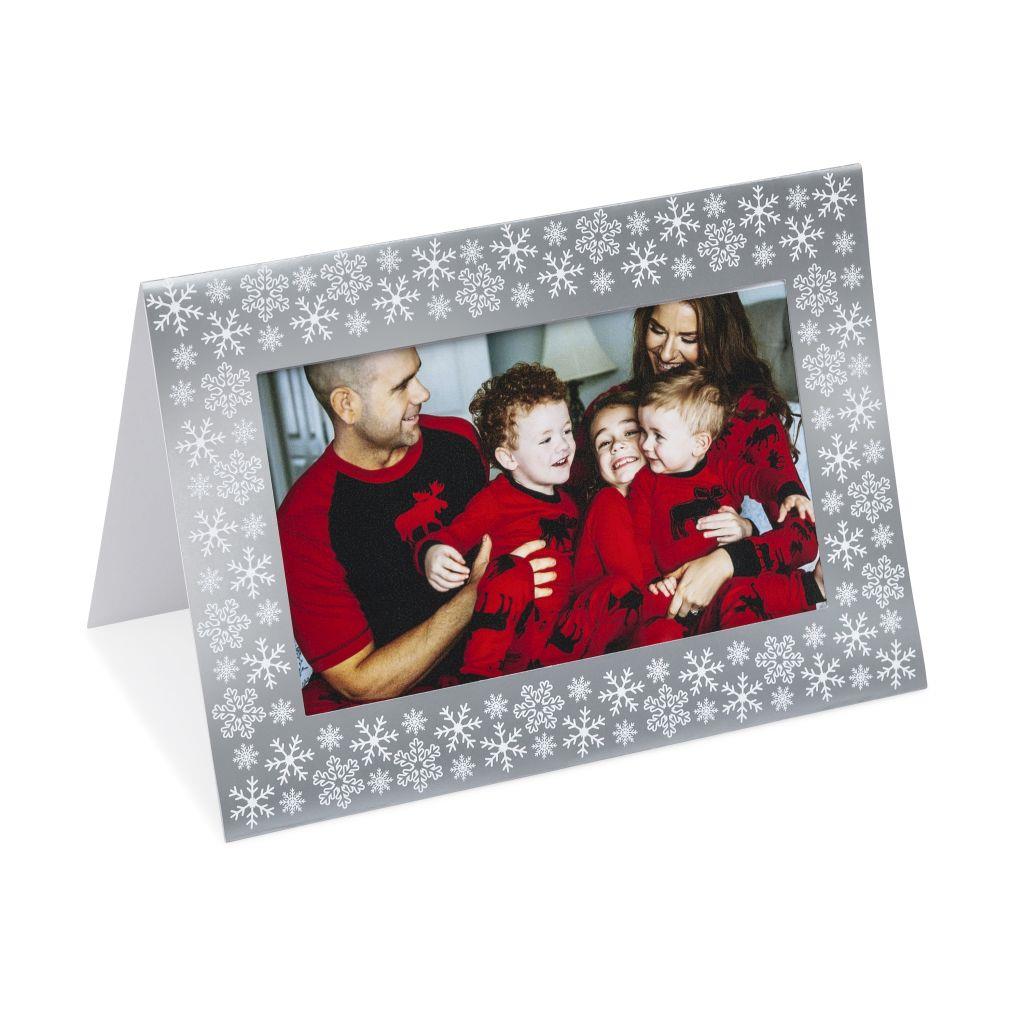 Silver Snowflake Christmas Photo Cards (Pack of 12)