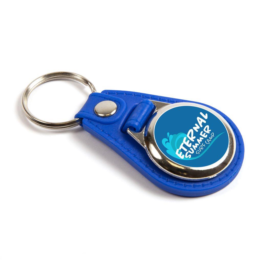 25mm Blue Leather Look Key Fob - Pack of 100