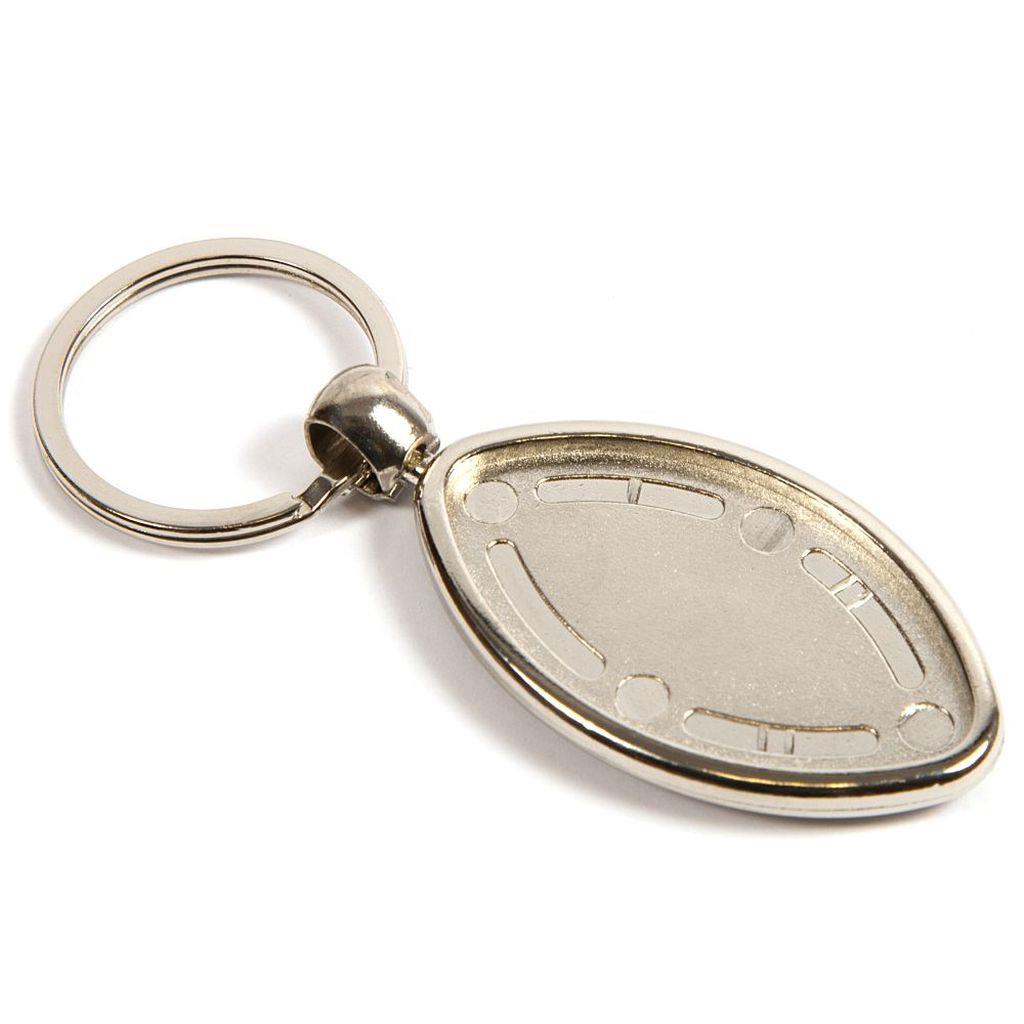 Rugby Oval Silver Metal Key Fob  - Pack of 100